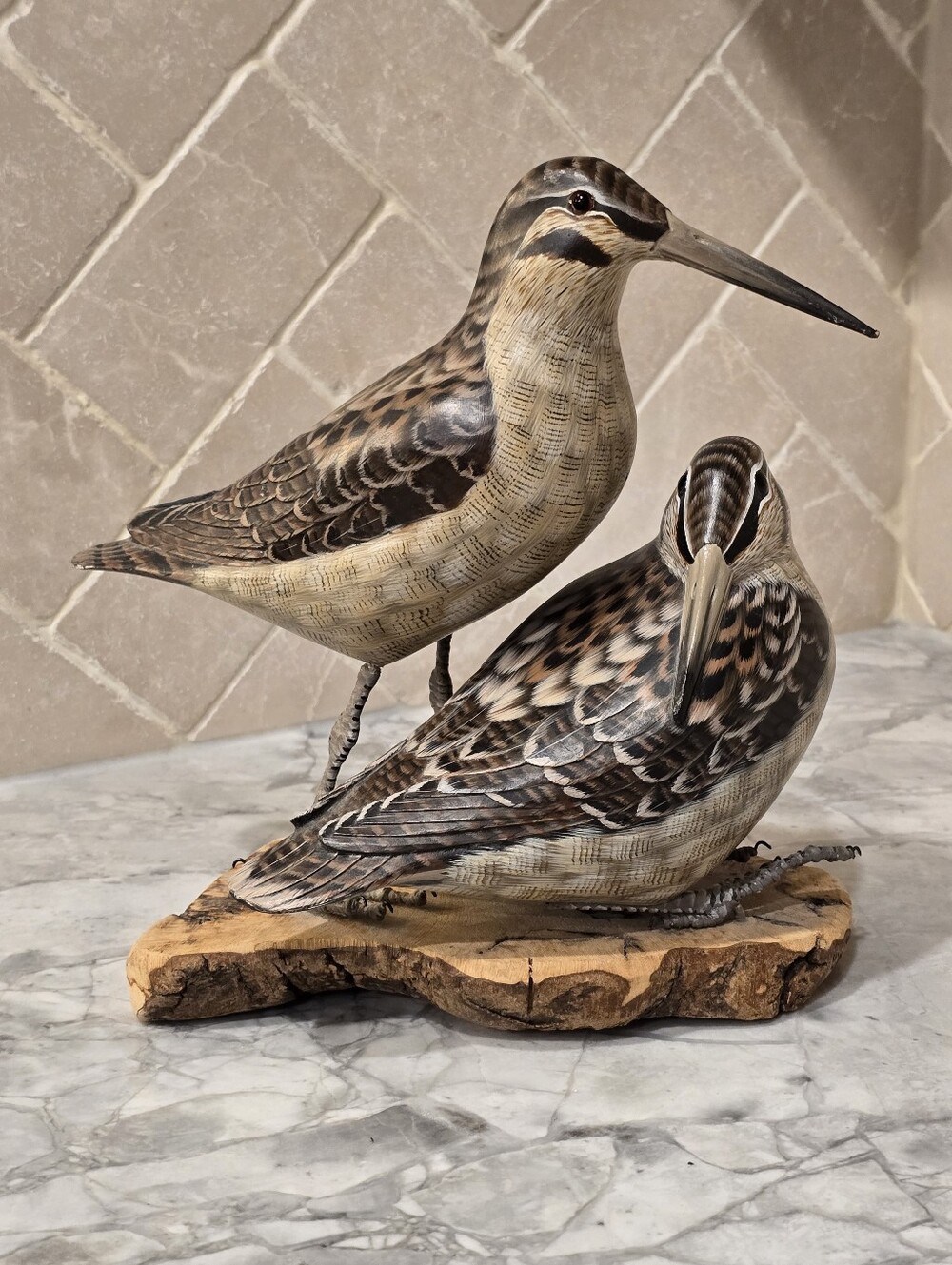 Beautiful Vintage Handcarved Woodcock Wood Bird Art Sculpture Folkart Statue